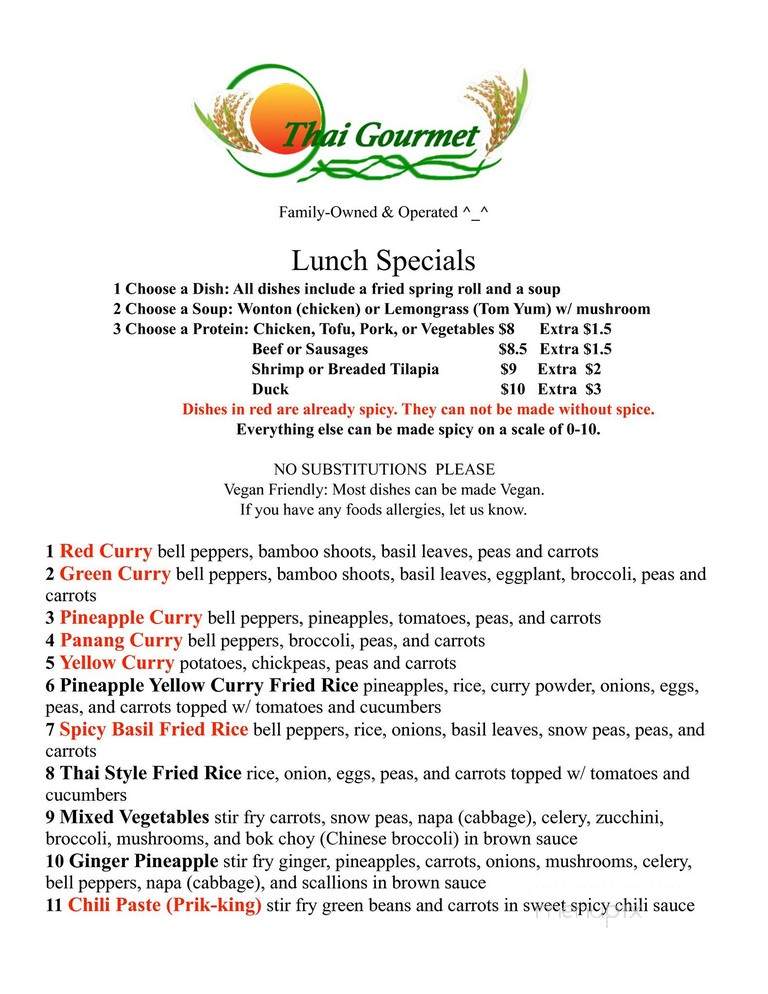 Thai Cuisine - Pittsburgh, PA menu_pic