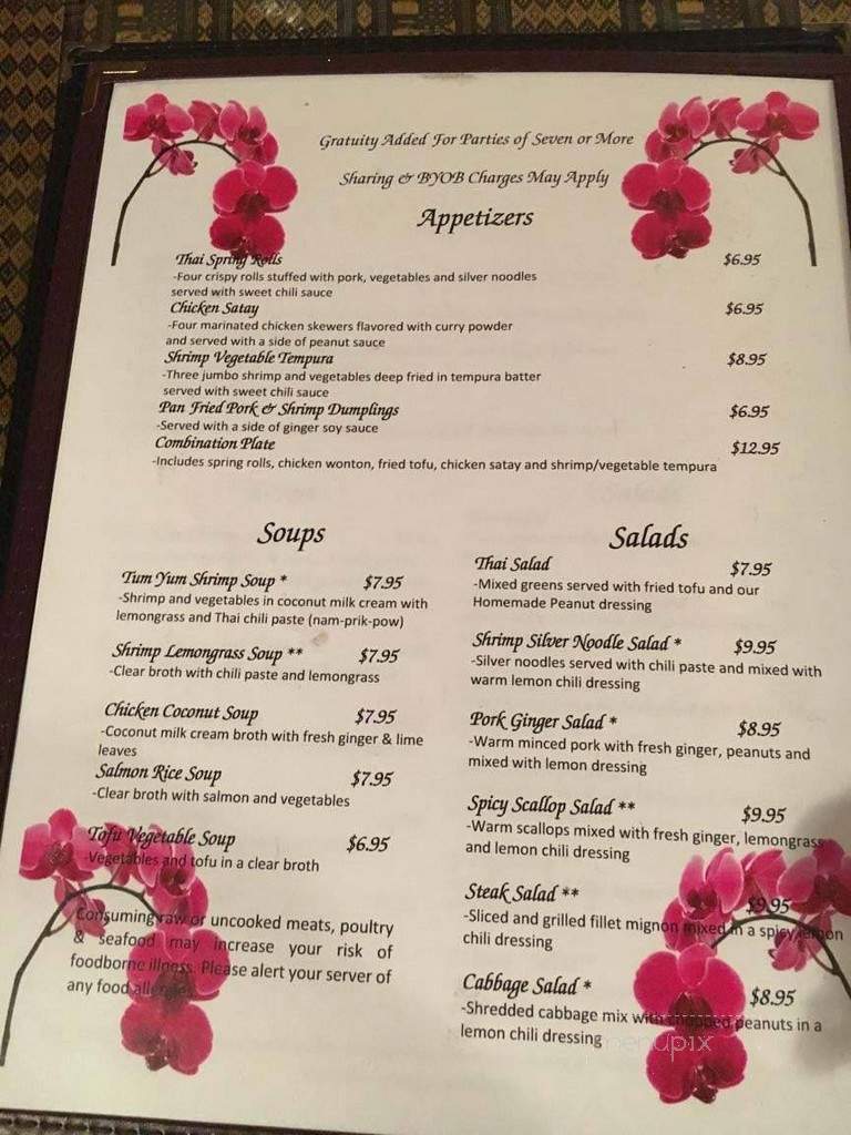 Thai Cuisine - Reading, PA menu_pic