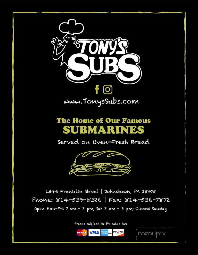 Tony's Sub Shop - Johnstown, PA