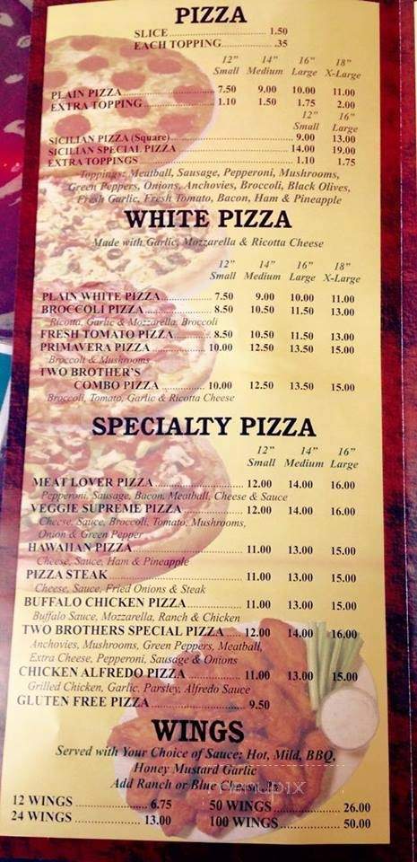 Two Brother's Pizza & Restaurant - Shermans Dale, PA menu_pic