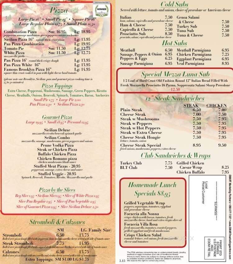 Villa Rosa Restaurant & Pizza - Yardley, PA menu_pic