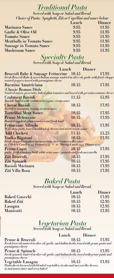 Villa Rosa Restaurant & Pizza - Yardley, PA menu_pic