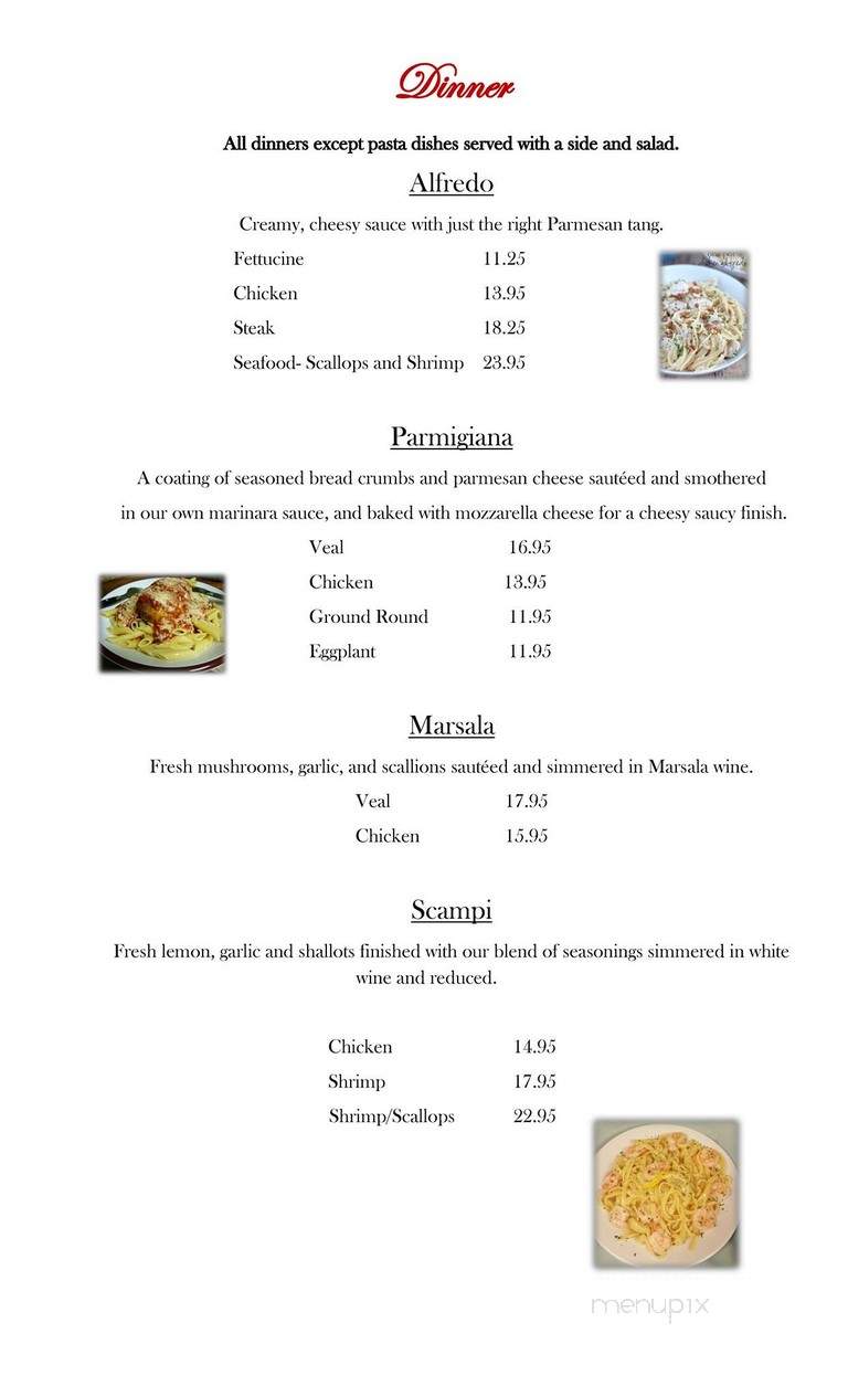 Villa Sena - Towanda, PA menu_pic