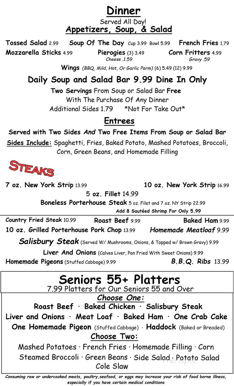 Village Towne Restaurant - Mount Carmel, PA menu_pic