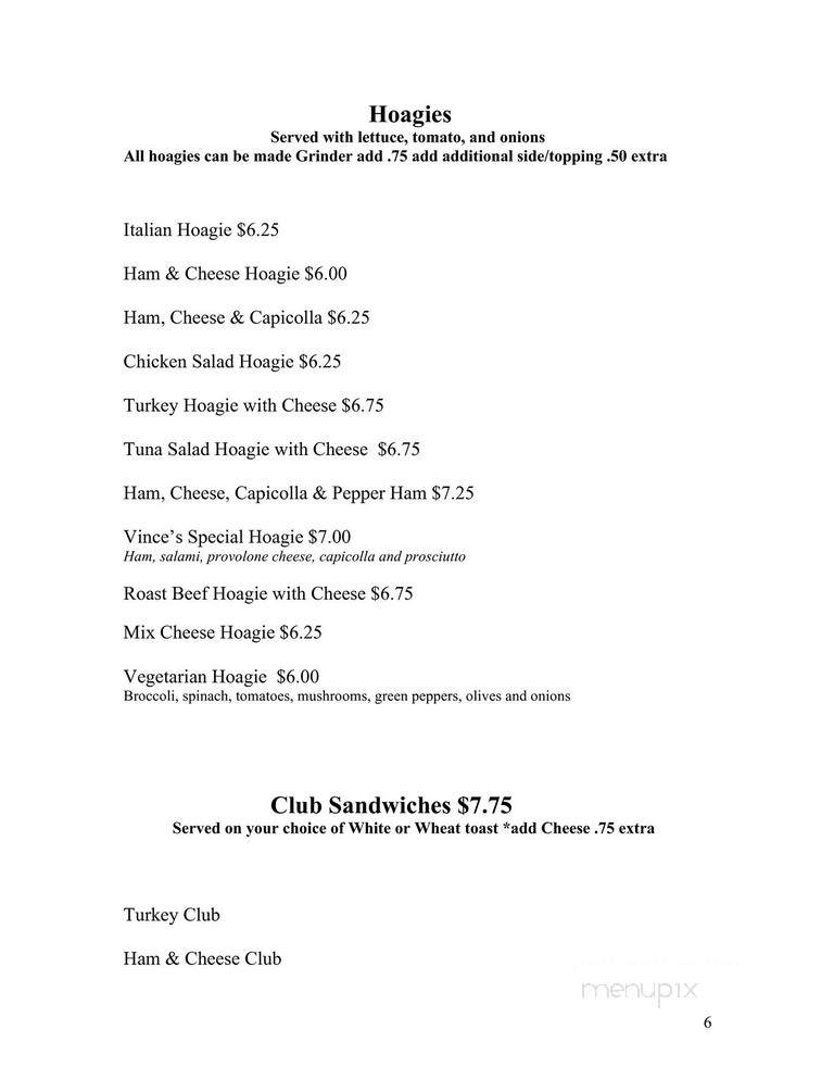 Vince & Friends - East Greenville, PA menu_pic