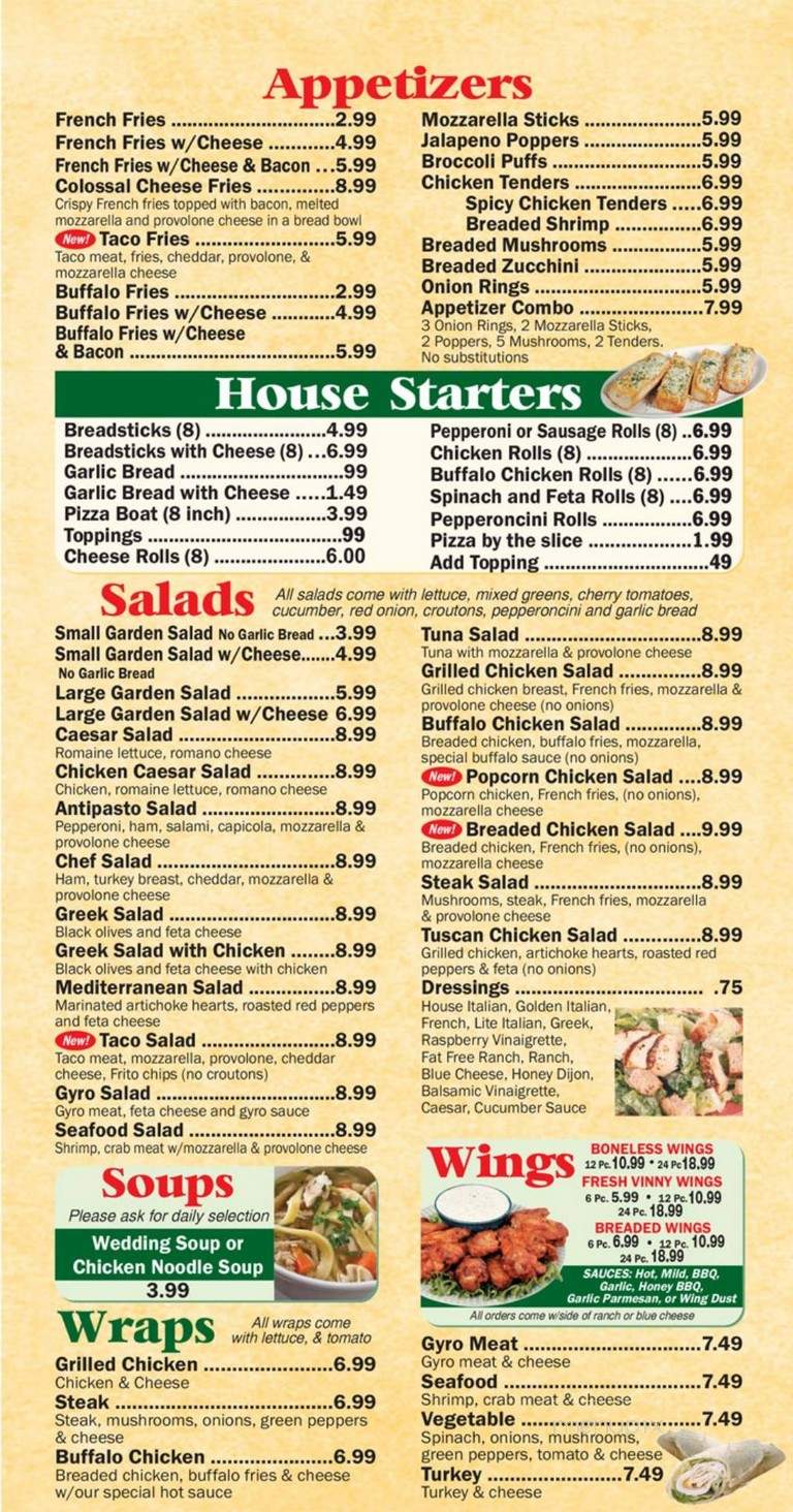 Vinny's Pizza - Clarion, PA menu_pic