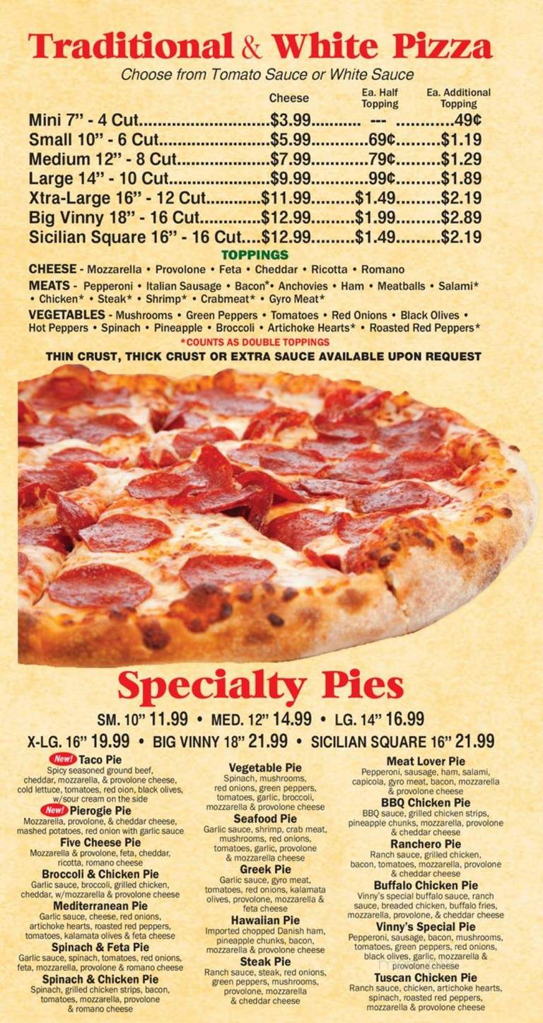 Vinny's Pizza - Clarion, PA menu_pic
