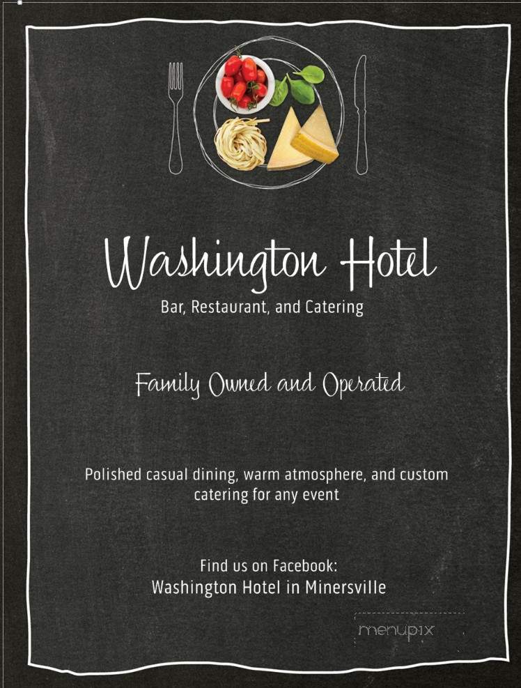 Washington Hotel - Minersville, PA menu_pic