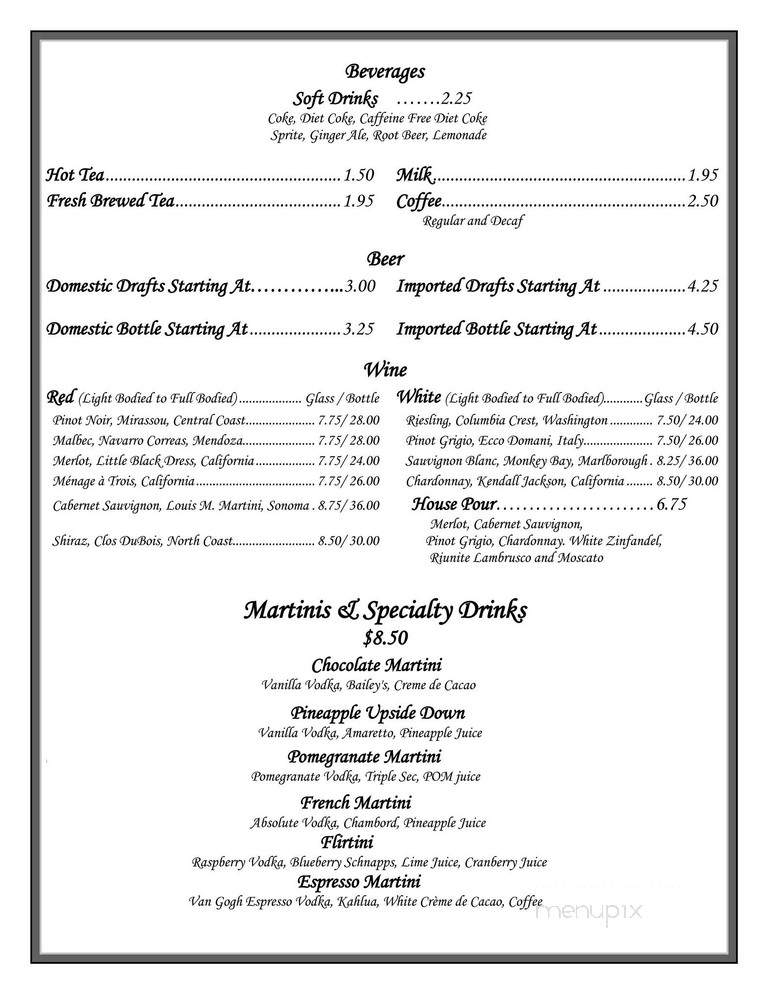 White Swan Restaurant - Lititz, PA menu_pic