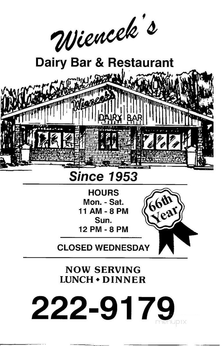 Wiencek's Dairy Bar - Washington, PA menu_pic