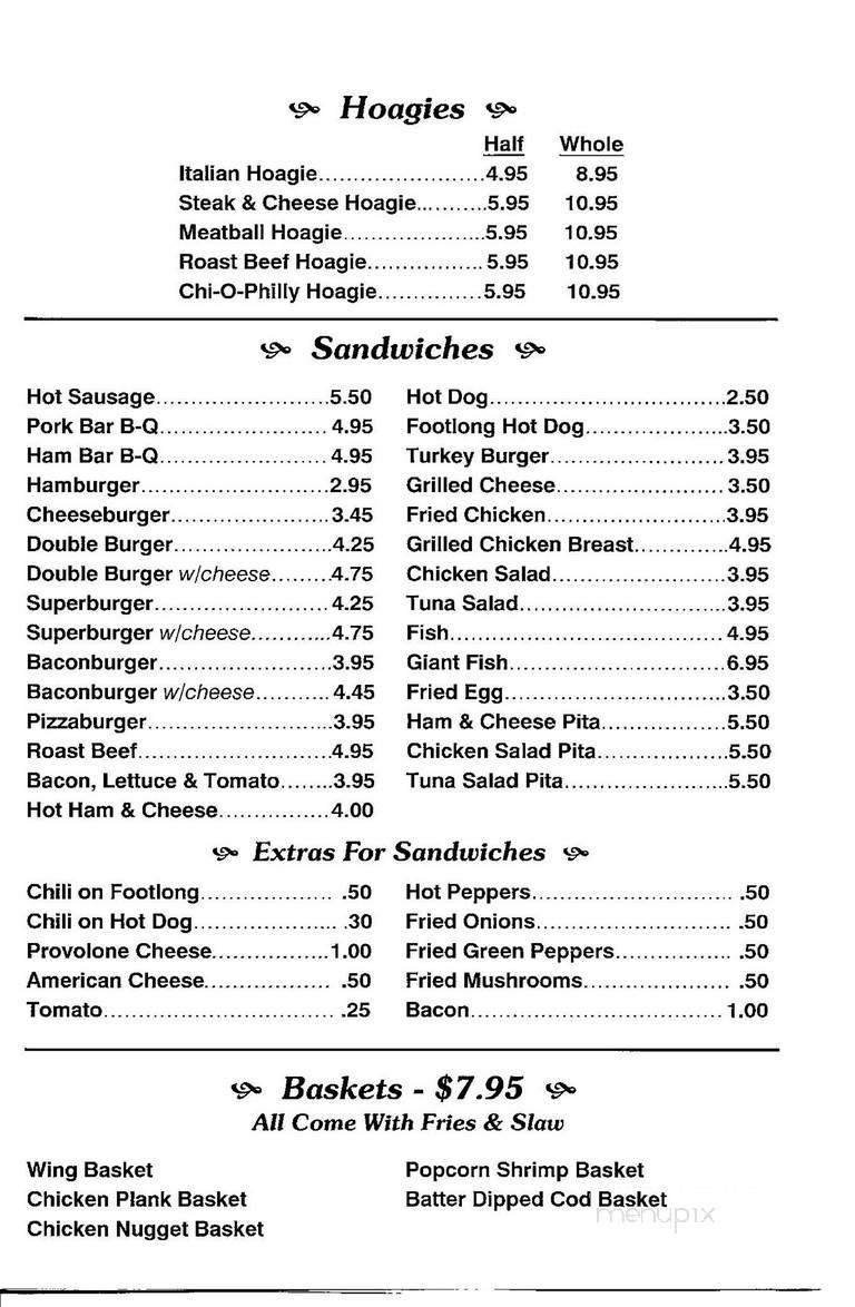 Wiencek's Dairy Bar - Washington, PA menu_pic