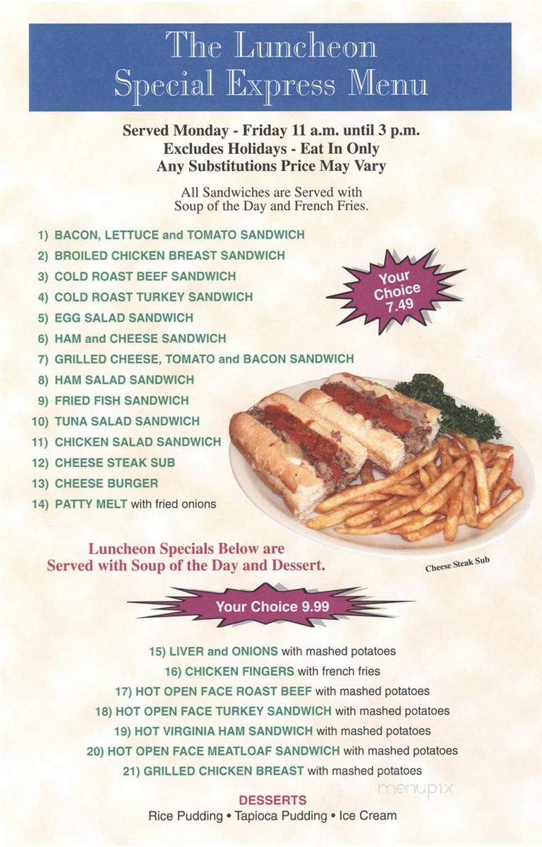 Willow Street Diner - Willow Street, PA menu_pic