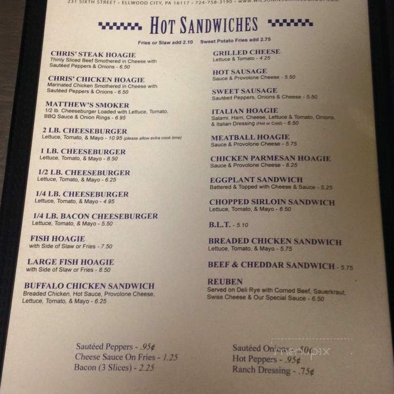 Wolverine - Ellwood City, PA menu_pic