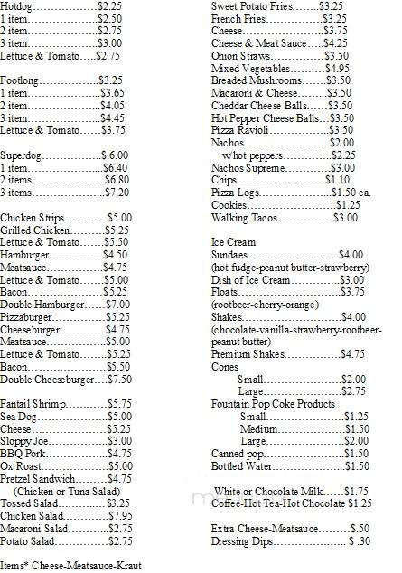 Woods Dog House - Titusville, PA menu_pic