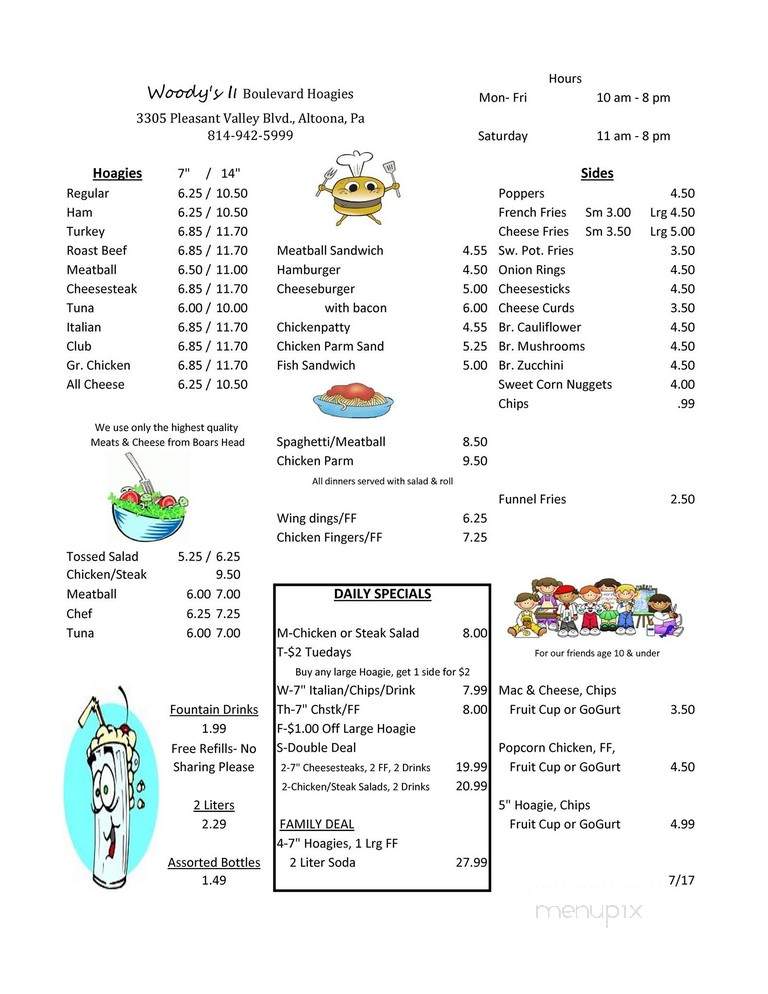 Woody's II - Altoona, PA menu_pic