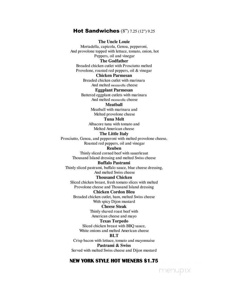Chepachet Deli - Chepachet, RI menu_pic