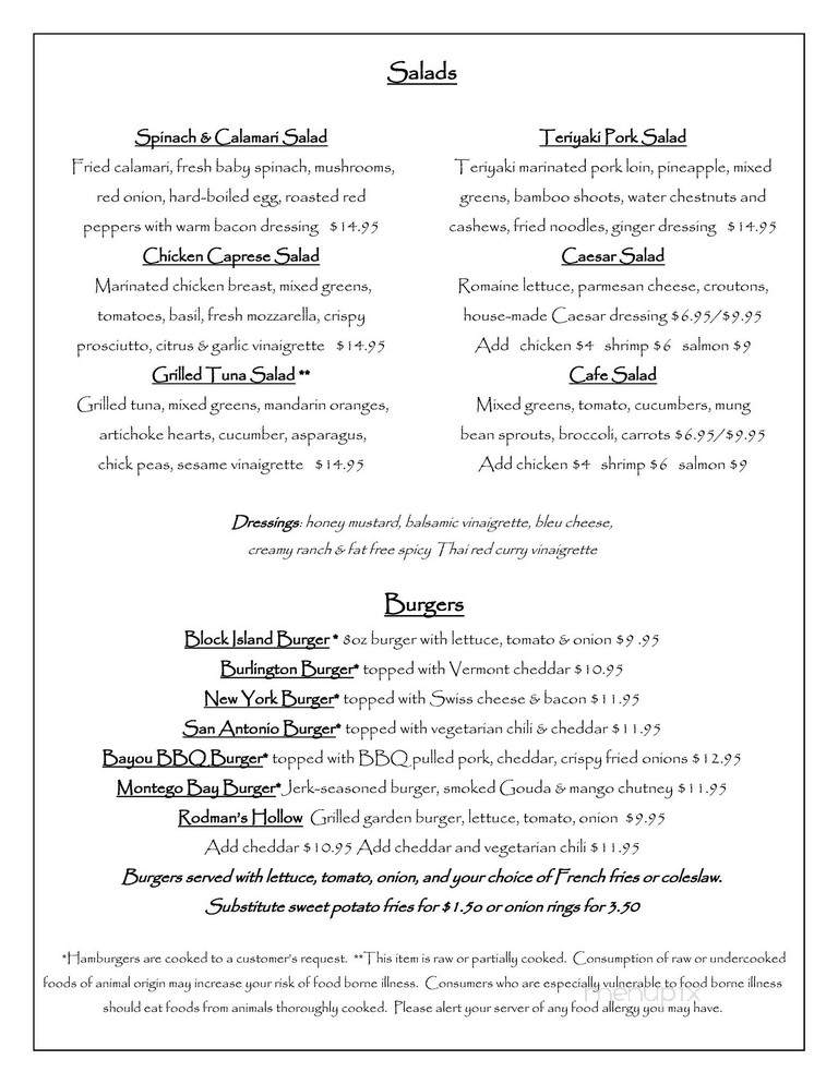 Mohegan Cafe - Block Island, RI menu_pic