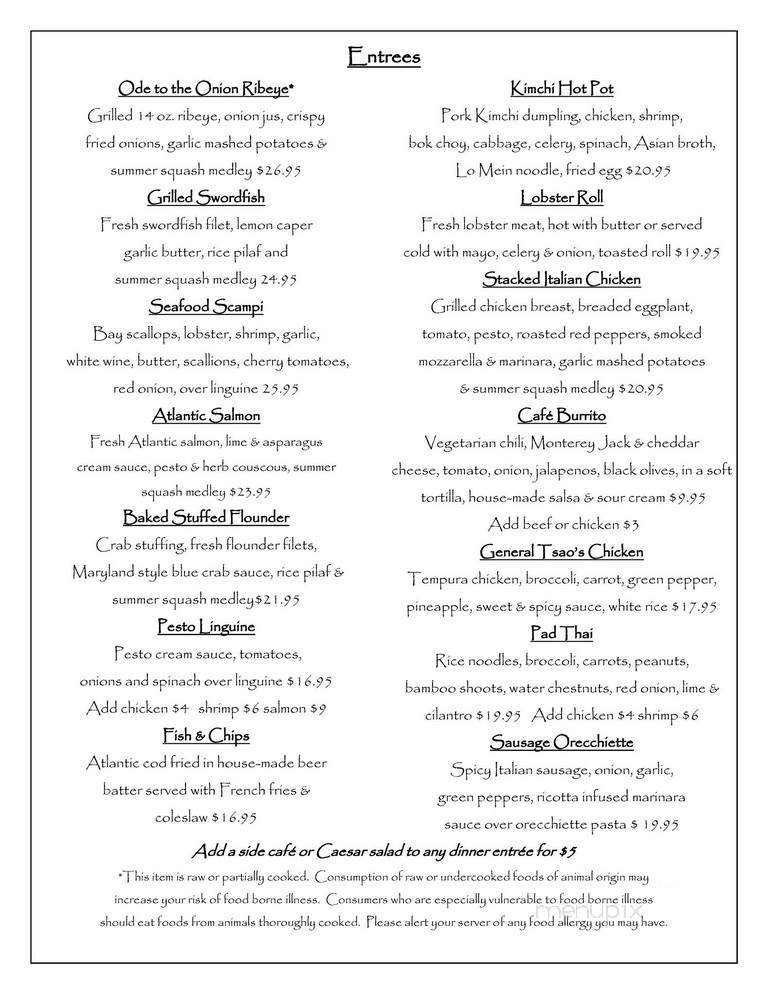 Mohegan Cafe - Block Island, RI menu_pic