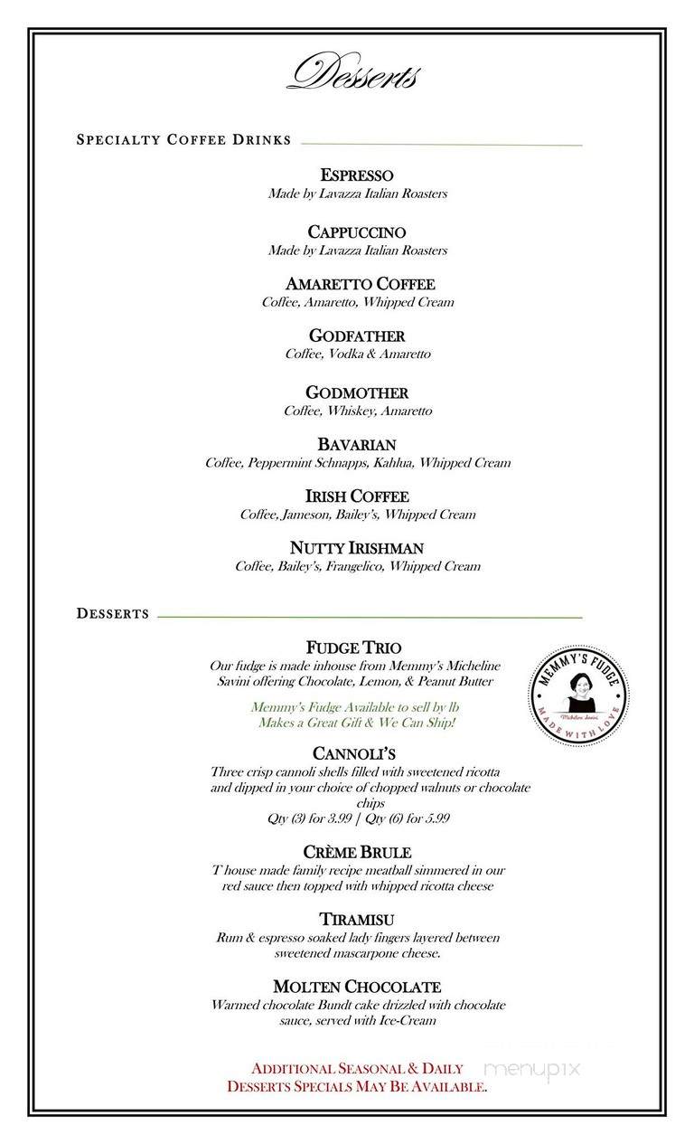 Savini's Restaurant - Woonsocket, RI menu_pic