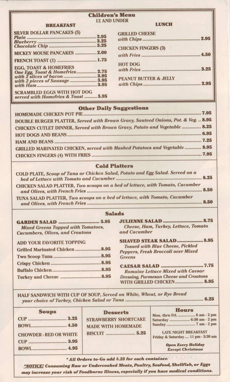 Harriet's Kitchen - Cranston, RI menu_pic