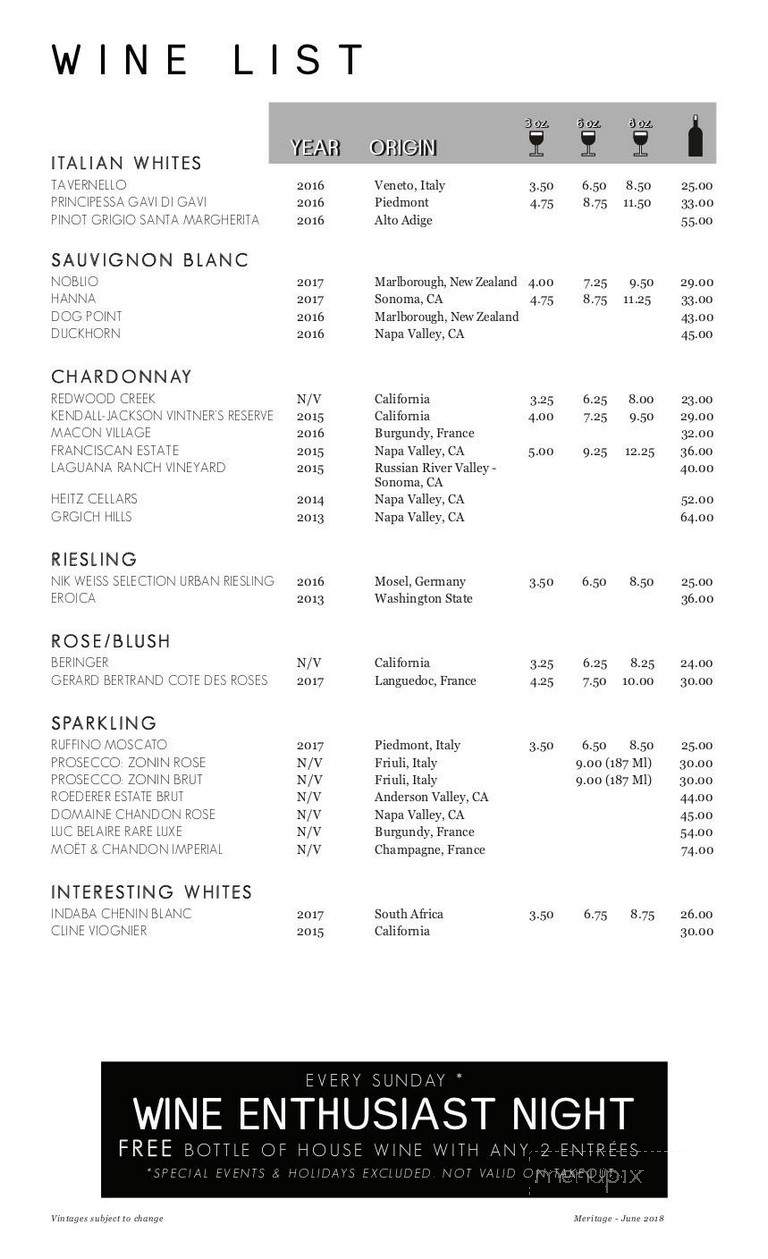 Meritage Restaurant - East Greenwich, RI menu_pic