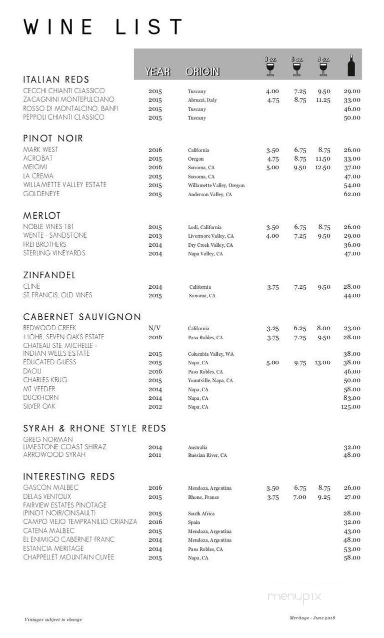 Meritage Restaurant - East Greenwich, RI menu_pic