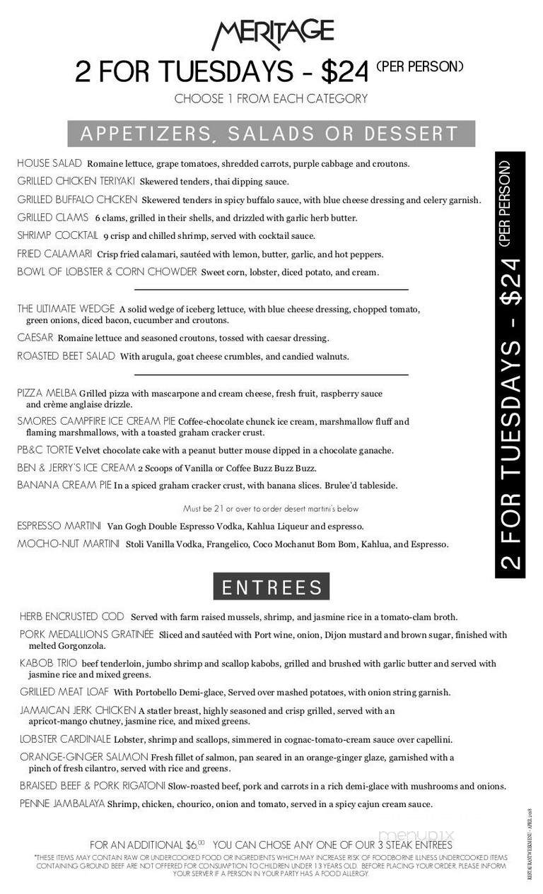 Meritage Restaurant - East Greenwich, RI menu_pic