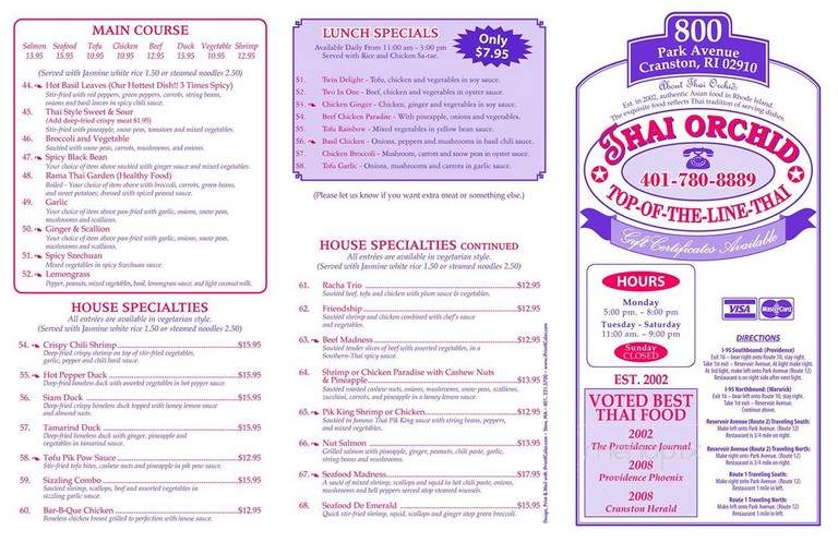 Thai Orchids - Cranston, RI menu_pic