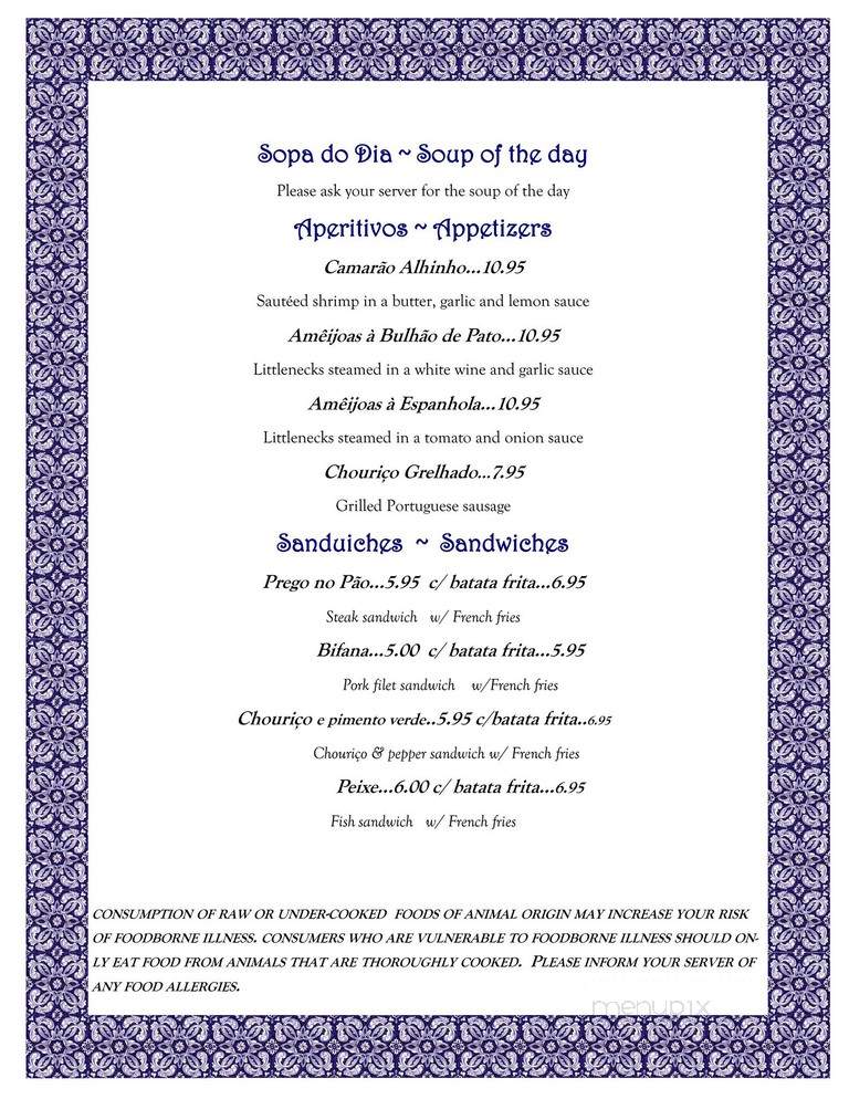 O Dinis Restaurant - East Providence, RI menu_pic