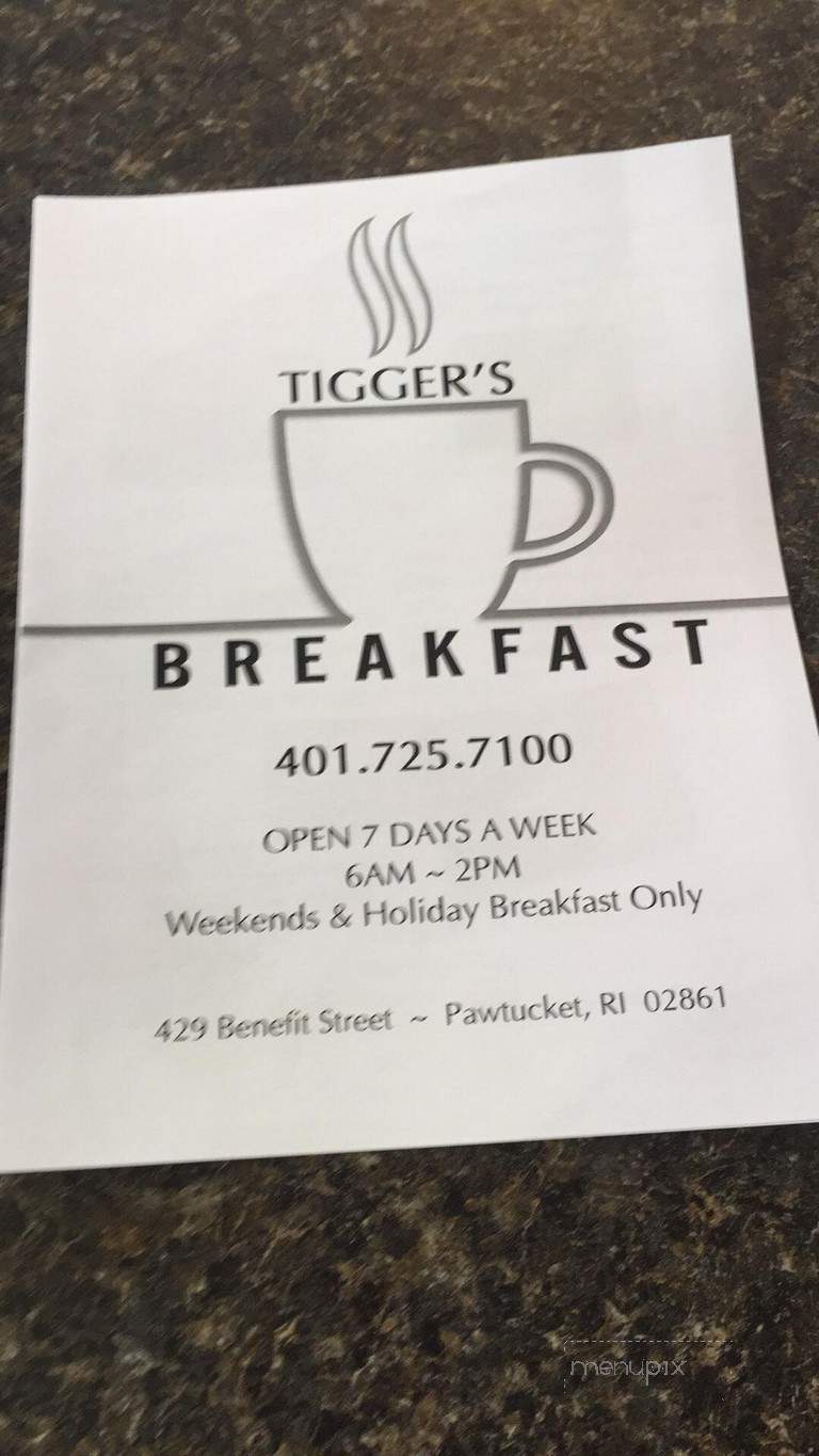 Tigger's Restaurant - Pawtucket, RI menu_pic
