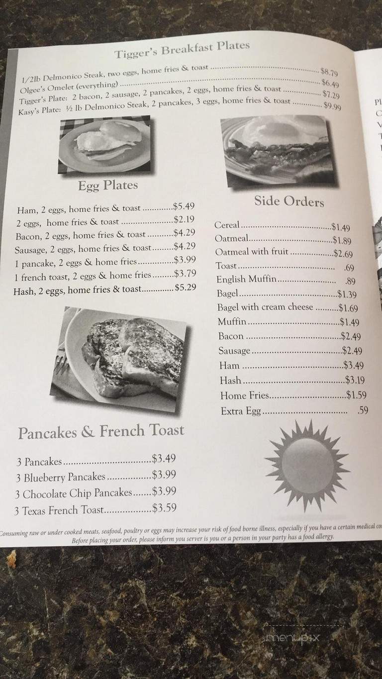 Tigger's Restaurant - Pawtucket, RI menu_pic