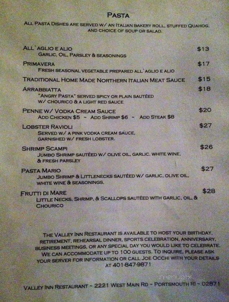 Valley Inn - Portsmouth, RI menu_pic