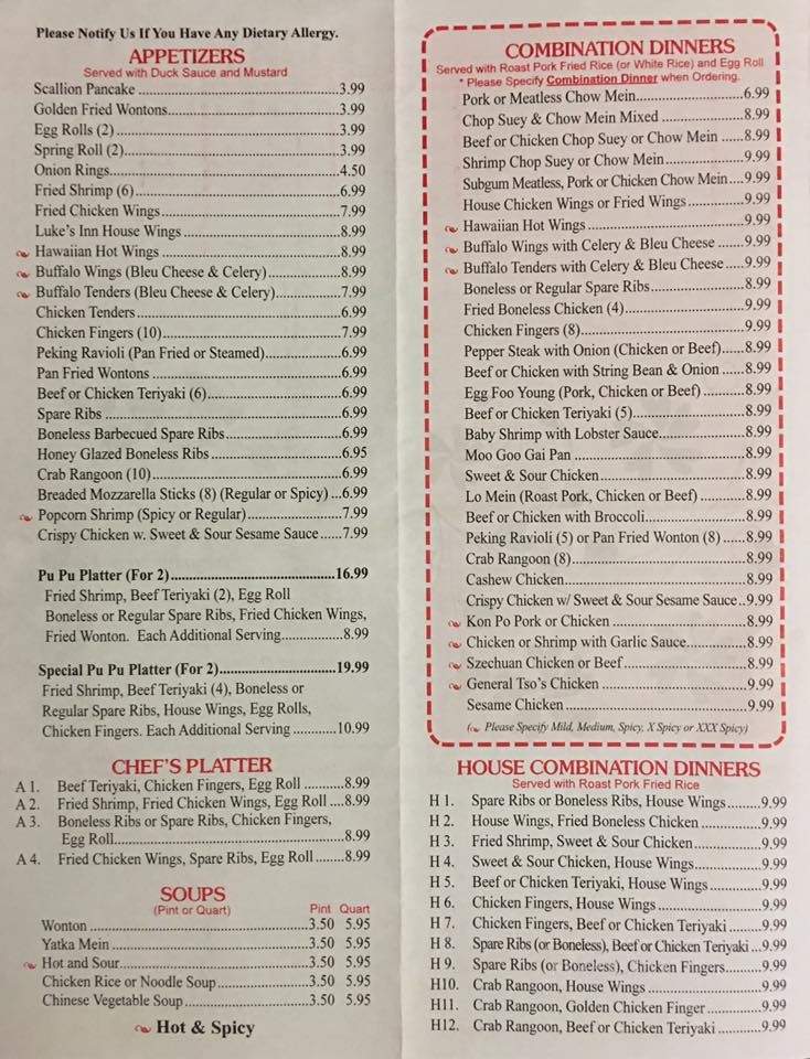Luke's Inn - Warren, RI menu_pic