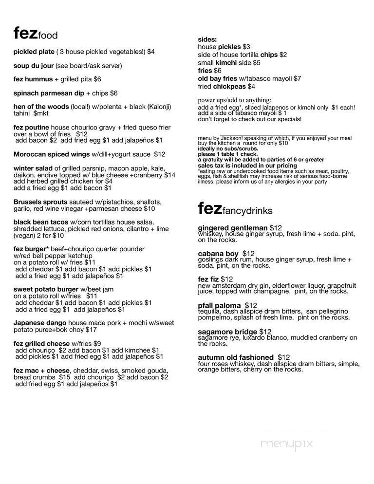 Red Fez - Providence, RI menu_pic