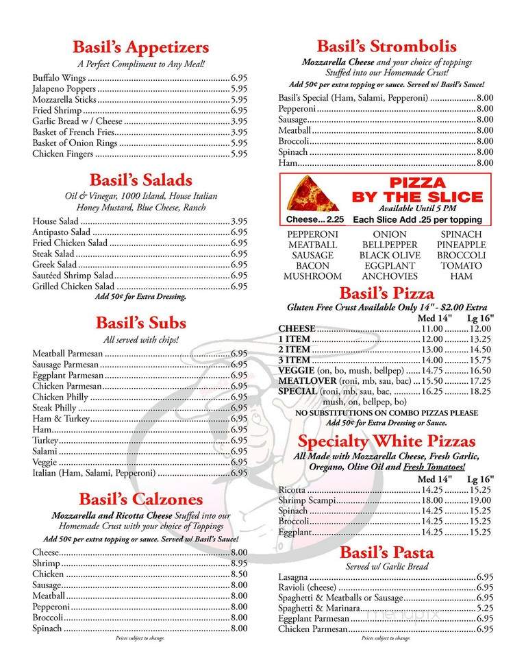 Basil's Pizza Seafood & Subs - North Myrtle Beach, SC menu_pic