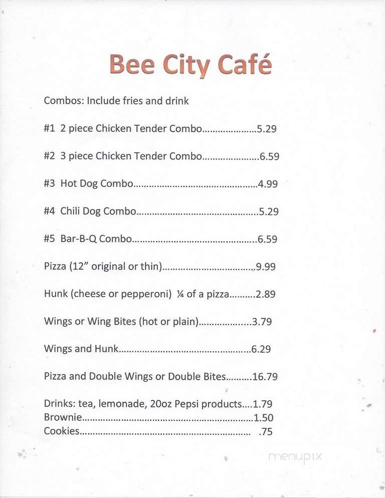 Bee City Cafe - Cottageville, SC menu_pic