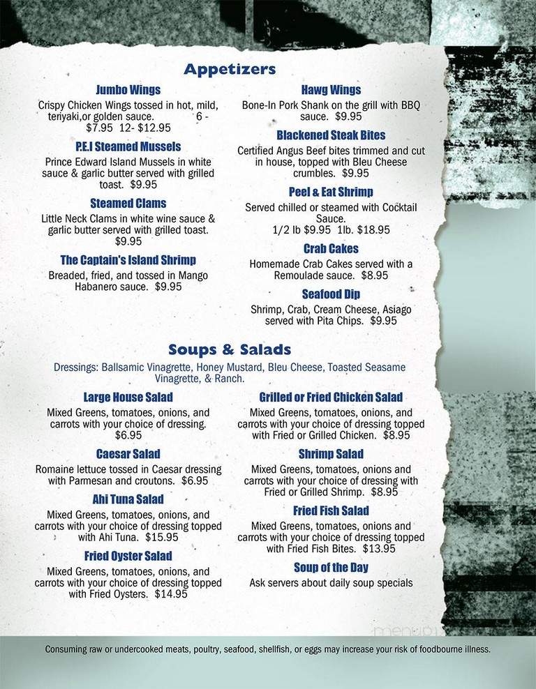 Captain Juel's Hurricane - Little River, SC menu_pic