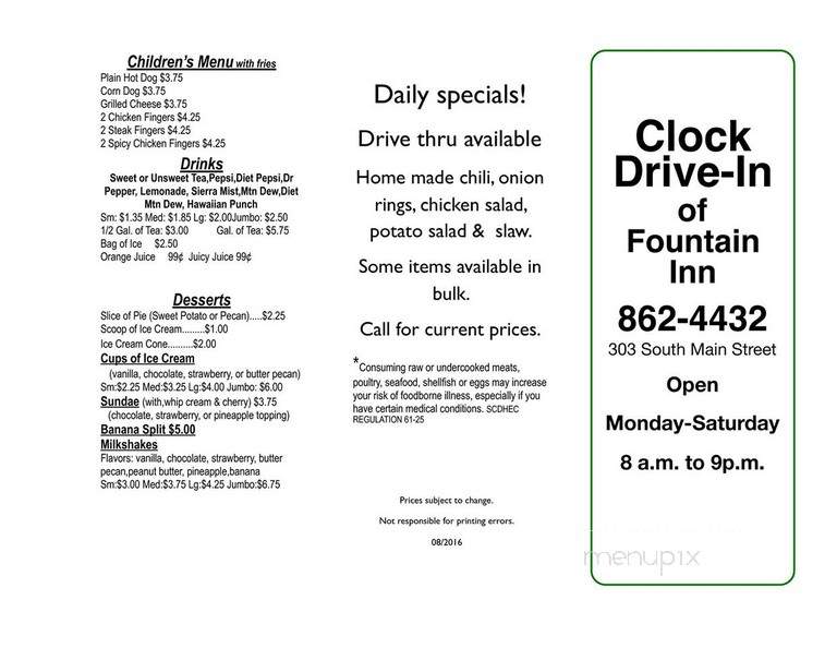 Clock Drive-In Of Fountain Inn - Fountain Inn, SC