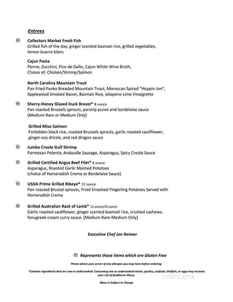 Collectors Cafe & Gallery - Myrtle Beach, SC menu_pic