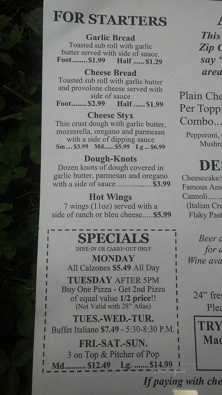 Columbo's Pizza - Clemson, SC menu_pic