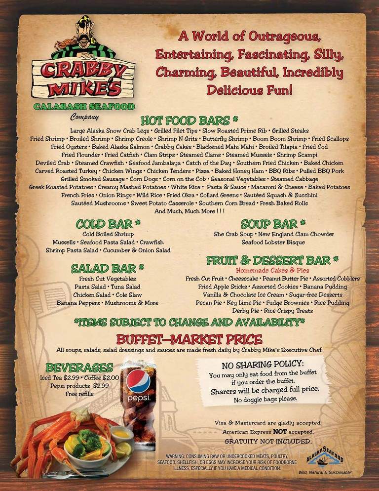 Crabby Mike's Calabash - Surfside Beach, SC menu_pic