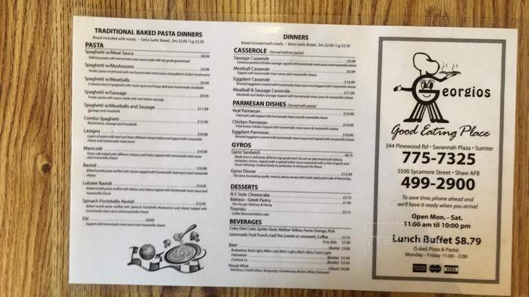 Georgio's II Famous Pizza - Shaw AFB, SC menu_pic
