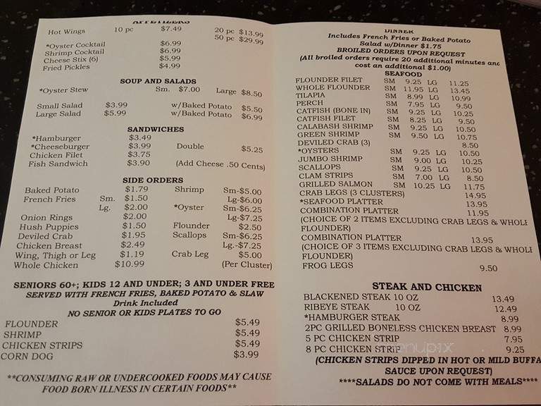 Golden Nugget Seafood - Jefferson, SC menu_pic