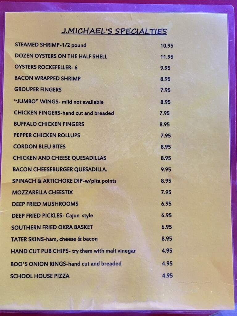 J Michael's - Hartsville, SC menu_pic