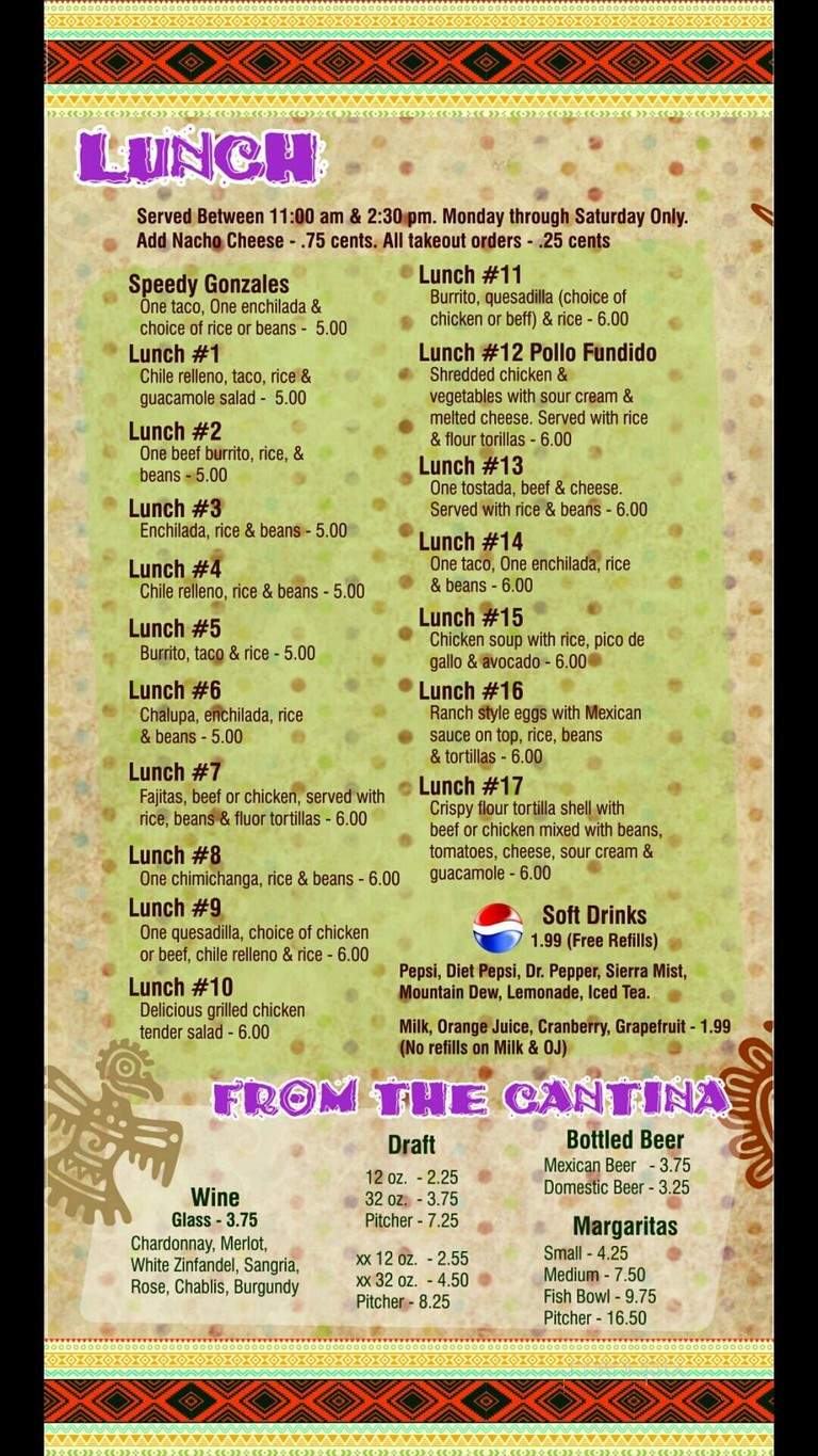 La Fogata Mexican Restaurant - Honea Path, SC menu_pic