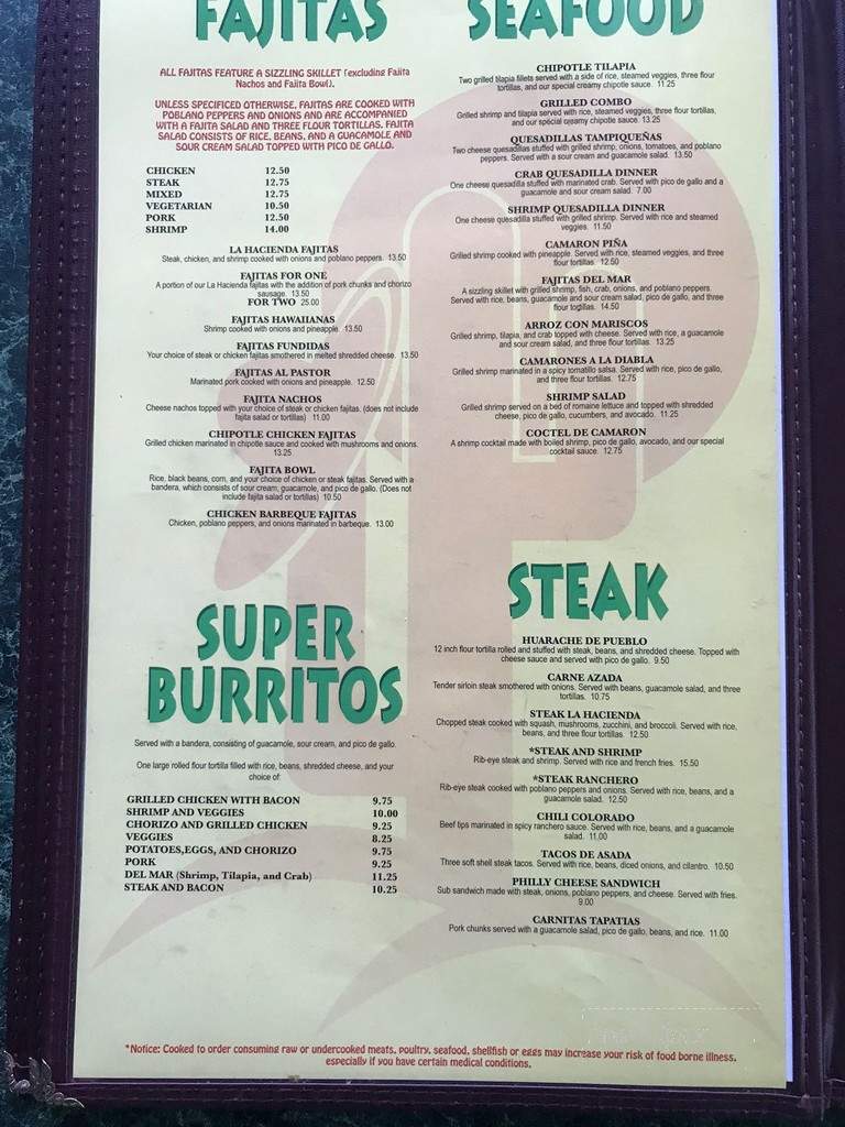 La Hacienda Mexican Restaurant - Greenwood, SC menu_pic