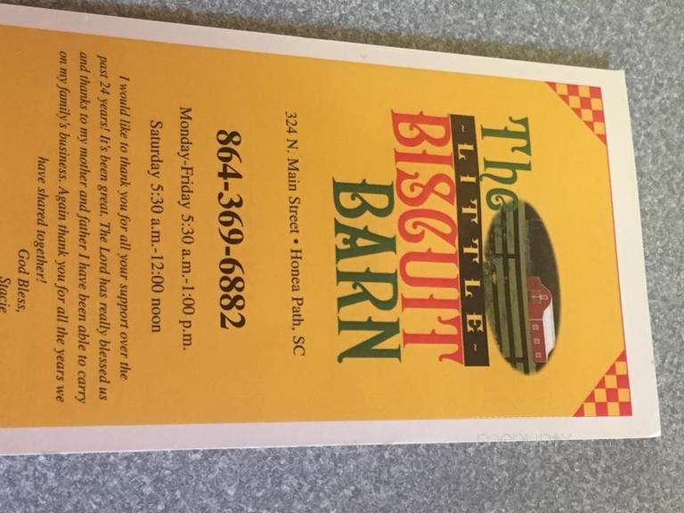 Little Biscuit Barn - Honea Path, SC menu_pic