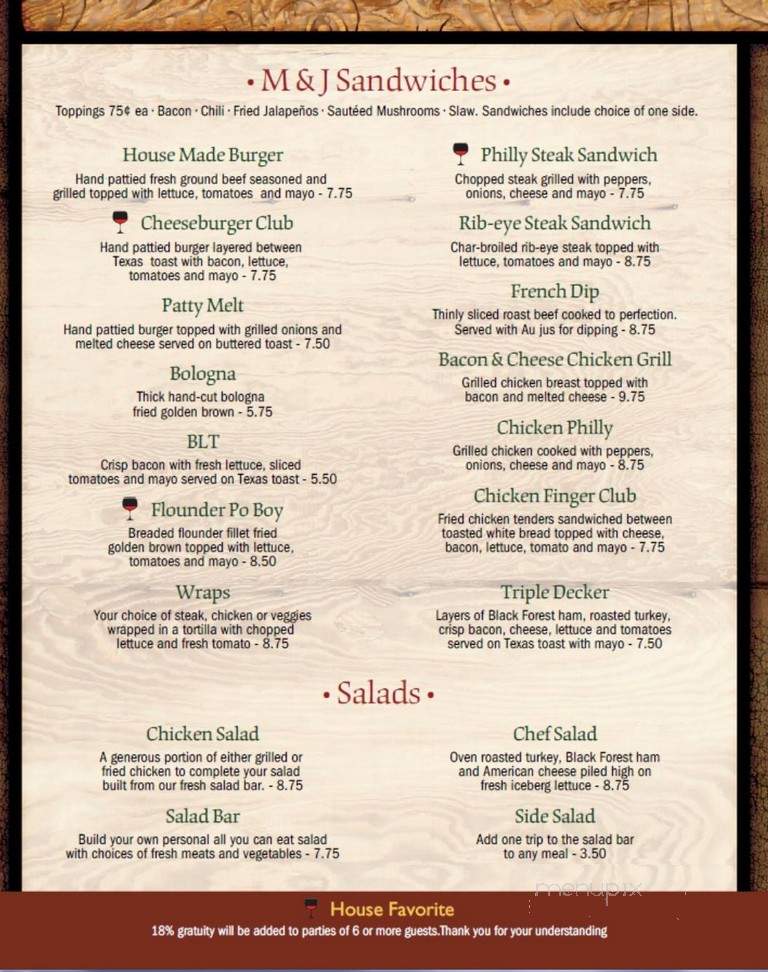 M & J Restaurant - Lyman, SC menu_pic