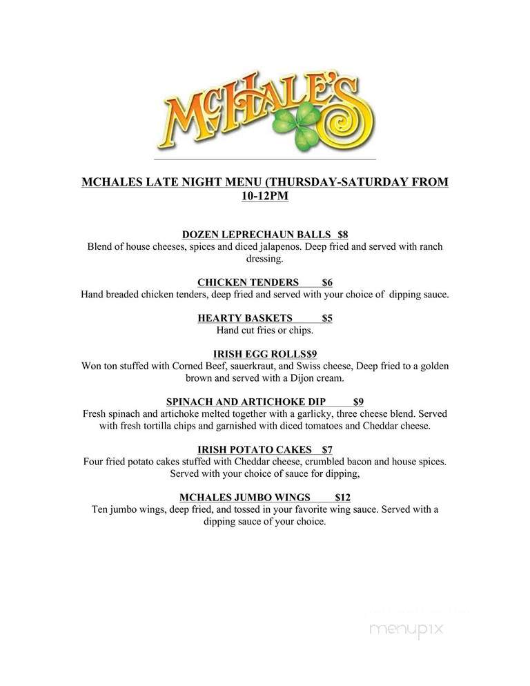 McHale's On Main - Rock Hill, SC menu_pic