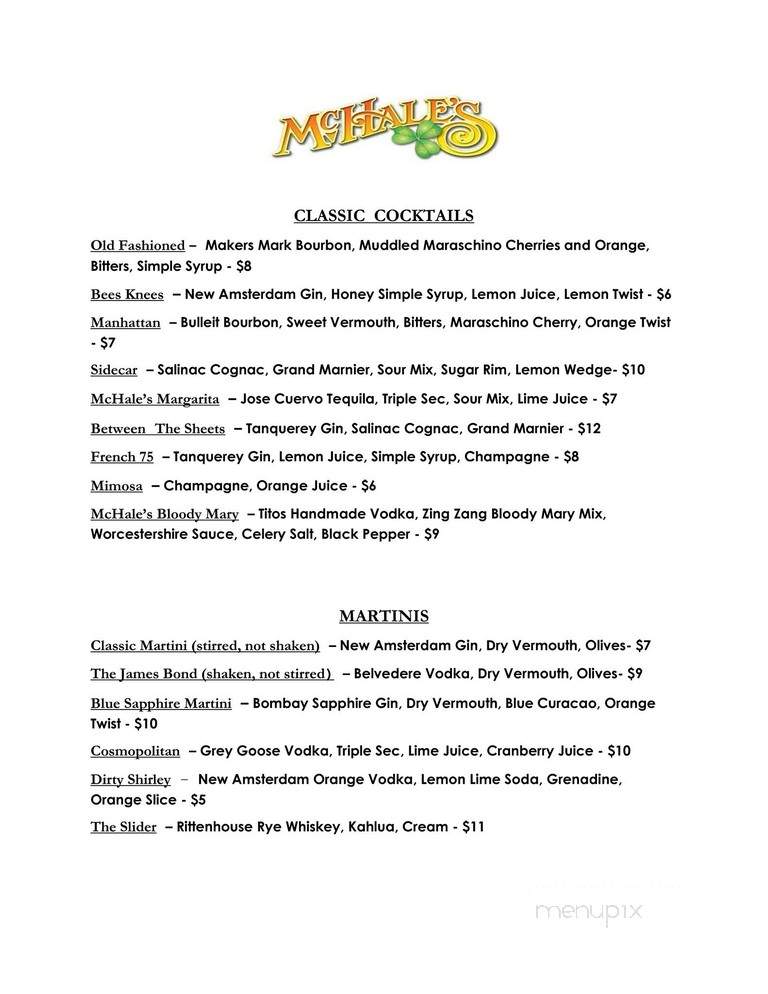 McHale's On Main - Rock Hill, SC menu_pic